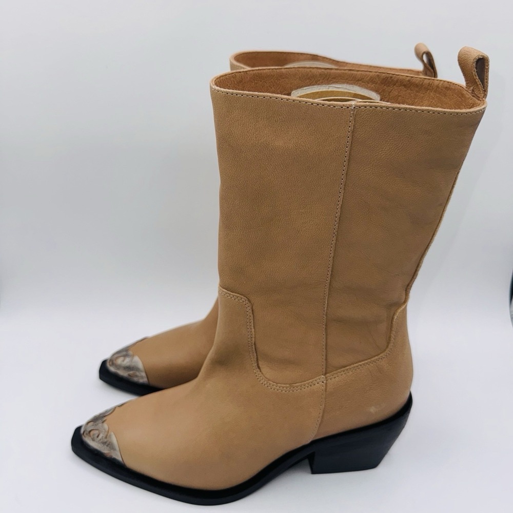 Free People Faster Horses Filigree Boot Women's Size 7.5 Camel Leather Cap Toe - Picture 2 of 16